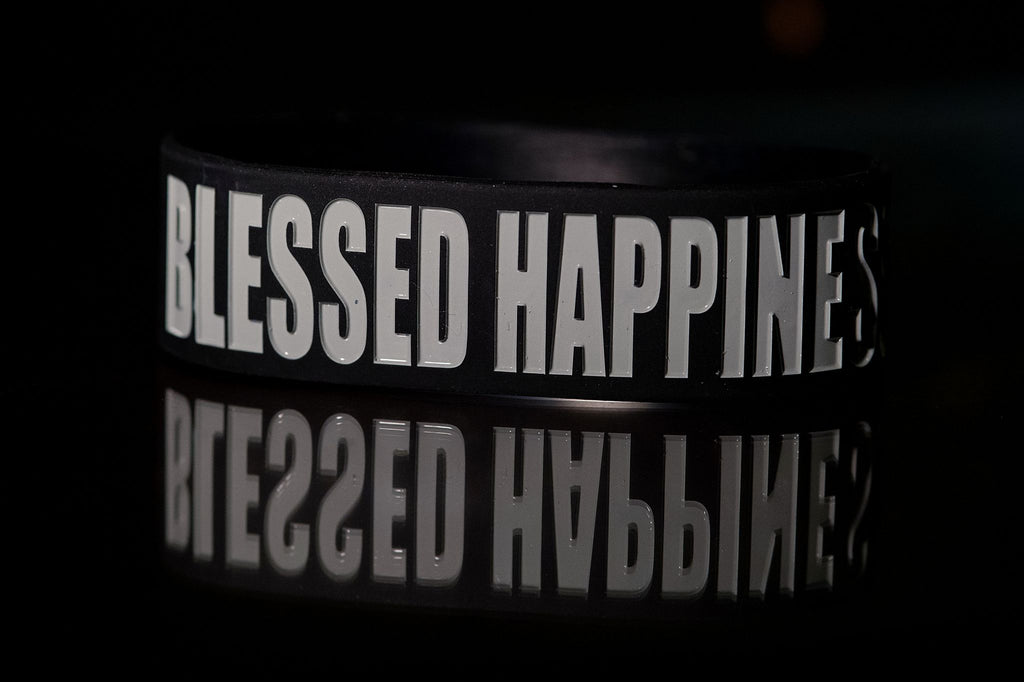 Blessed Happiness Intentional Band by Spirit Linx — a 1‑inch wristband symbolizing joy, emotional freedom, and the pure energy of a heart filled with light.